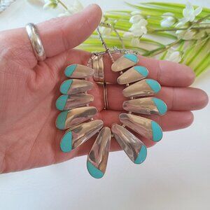 Vintage Sterling Silver Turquoise Enamel Necklace